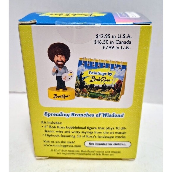 2017 RUNNING PRESS BOB ROSS MINI BOBBLE HEAD WITH SOUND NEW IN BOX - Picture 3 of 4
